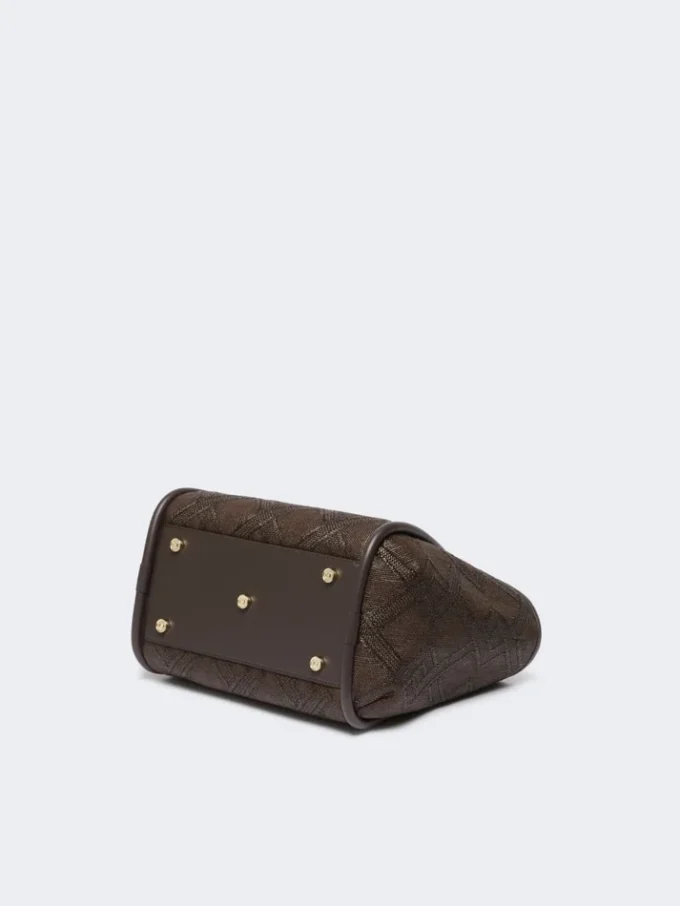 Pequena bolsa Marine com padrão em diamante e tecido trançado, castanho escuro Pequena bolsa Marine com padrão em diamante e tecido trançado, castanho escuro
