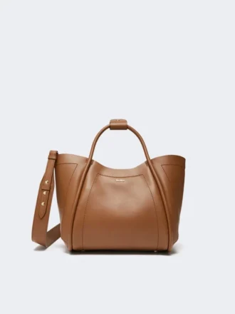 Pequena bolsa Marine em pele, castanho bronze