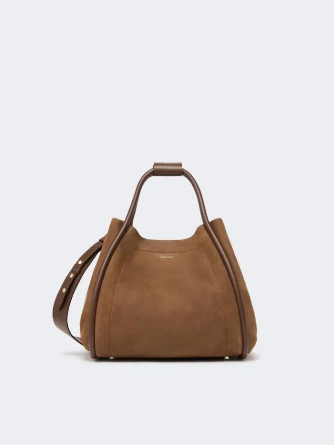 Pequena bolsa marinha em pele nubuck, castanho escuro Pequena bolsa marinha em pele nubuck, castanho escuro