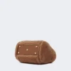 Pequena bolsa marinha em tecido teddy, cor camelo