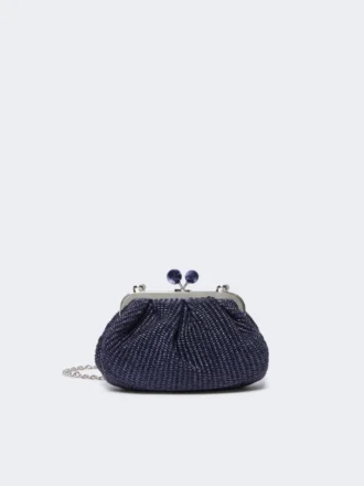 Pequena bolsa Pasticcino com efeito de ráfia, azul ultramar