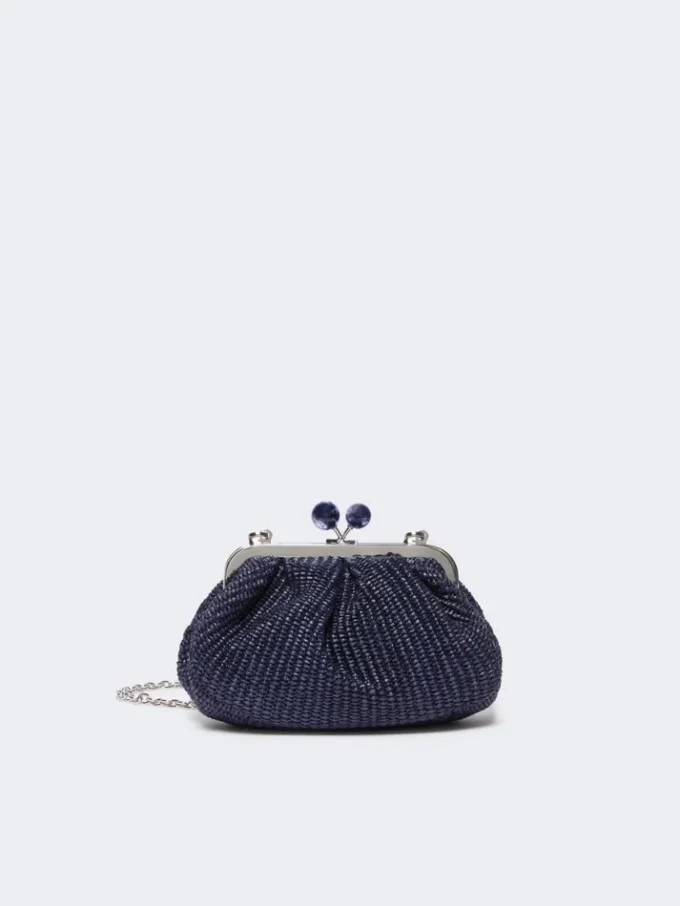 Pequena bolsa Pasticcino com efeito de ráfia, azul ultramar