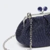 Pequena bolsa Pasticcino com efeito de ráfia, azul ultramar