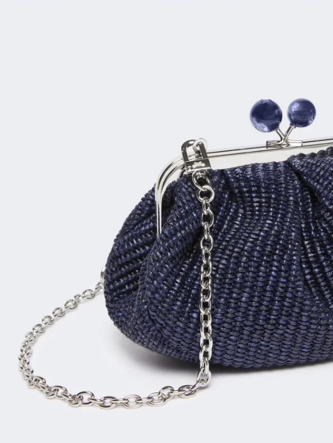 Pequena bolsa Pasticcino com efeito de ráfia, azul ultramar