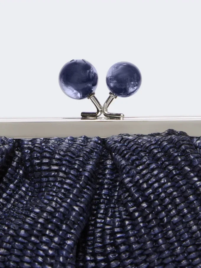 Pequena bolsa Pasticcino com efeito de ráfia, azul ultramar