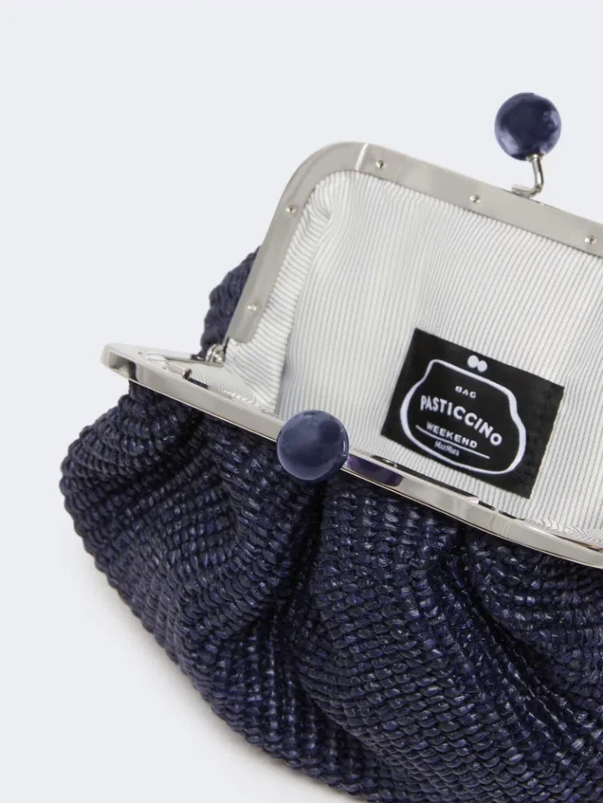 Pequena bolsa Pasticcino com efeito de ráfia, azul ultramar