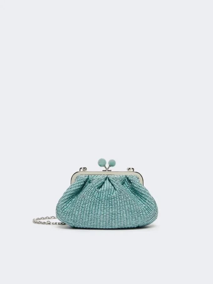 Pequena bolsa Pasticcino com efeito de ráfia, cor óleo