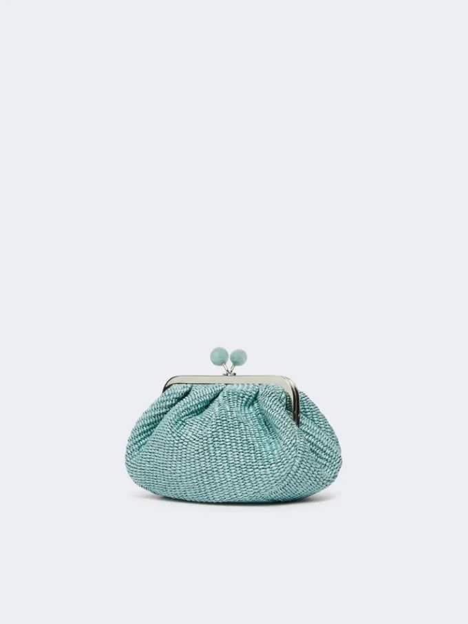 Pequena bolsa Pasticcino com efeito de ráfia, cor óleo