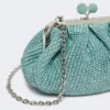 Pequena bolsa Pasticcino com efeito de ráfia, cor óleo