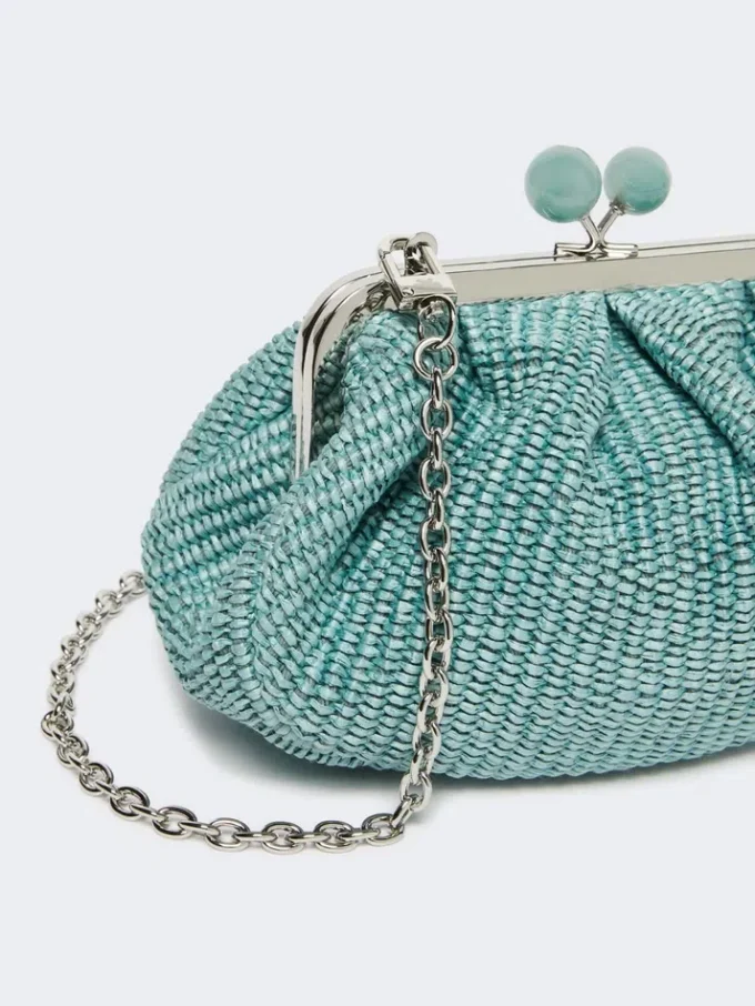 Pequena bolsa Pasticcino com efeito de ráfia, cor óleo