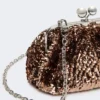 Pequena bolsa Pasticcino em cetim adornada com lantejoulas, rosa