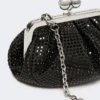 Pequena bolsa Pasticcino em cetim adornada com strass, cinzento escuro