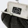 Pequena bolsa Pasticcino em cetim adornada com strass, cinzento escuro
