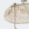 Pequena bolsa Pasticcino em cetim adornada com strass, rosa antigo