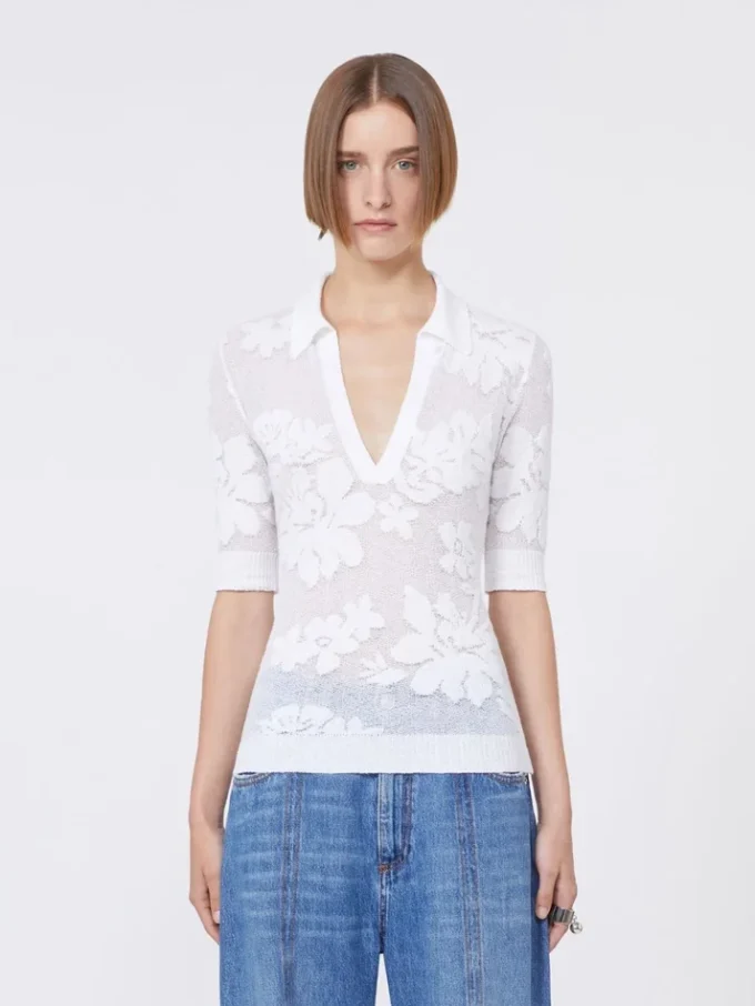 Polo em algodão elástico, branco Polo em algodão elástico, branco