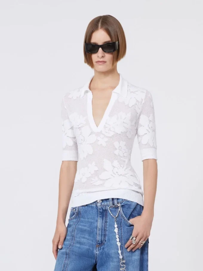 Polo em algodão elástico, branco Polo em algodão elástico, branco