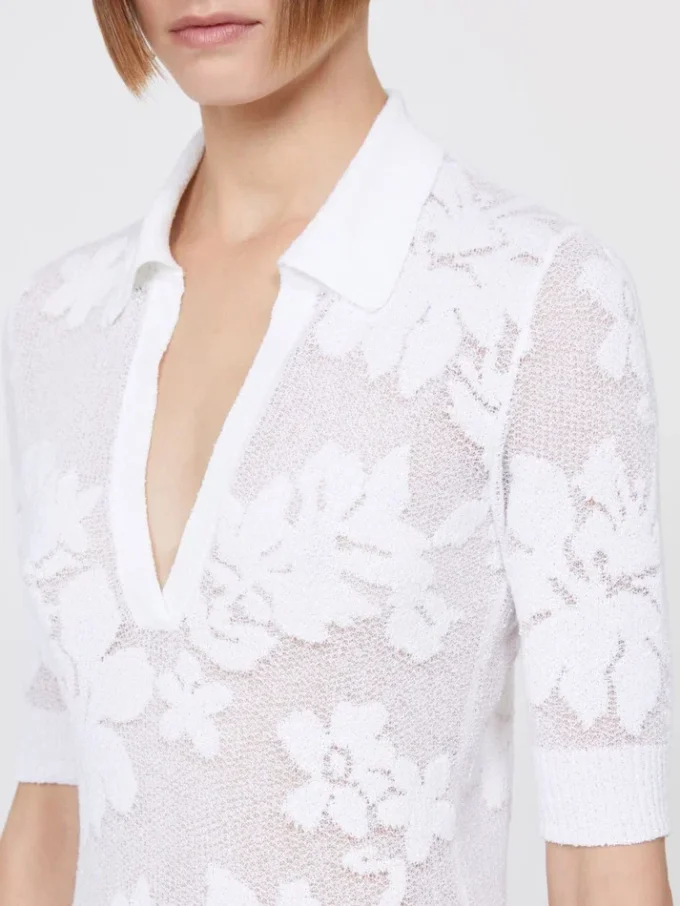 Polo em algodão elástico, branco Polo em algodão elástico, branco