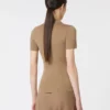 Polo em malha canelada de lã, bege dourado castanho Polo em malha canelada de lã, bege dourado castanho