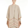 Poncho de lã jacquard, bege