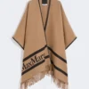 Poncho em lã jacquard, cor camelo Poncho em lã jacquard, cor camelo