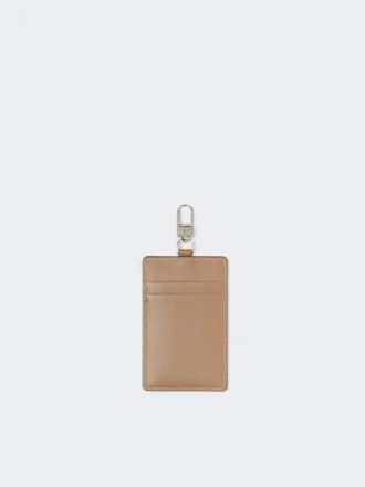 Porta-crachá em pele, cor lama Porta-crachá em pele, cor lama