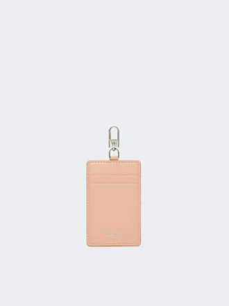Porta-crachá em pele, rosa
