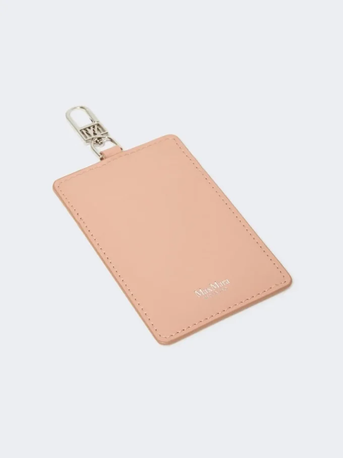 Porta-crachá em pele, rosa Porta-crachá em pele, rosa