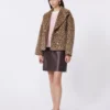 Casaco tipo pea coat em mistura de lã com padrão, cor camelo Casaco tipo pea coat em mistura de lã com padrão, cor camelo