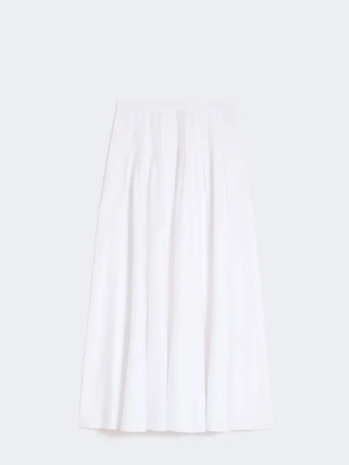 Saia longa em popeline de algodão, branco óptico Saia longa em popeline de algodão, branco óptico