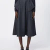 Saia midi em algodão com efeito denim, azul-escuro Saia midi em algodão com efeito denim, azul-escuro