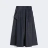 Saia midi em algodão com efeito denim, azul-escuro Saia midi em algodão com efeito denim, azul-escuro
