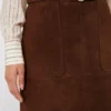 Saia midi em camurça, chocolate Saia midi em camurça, chocolate