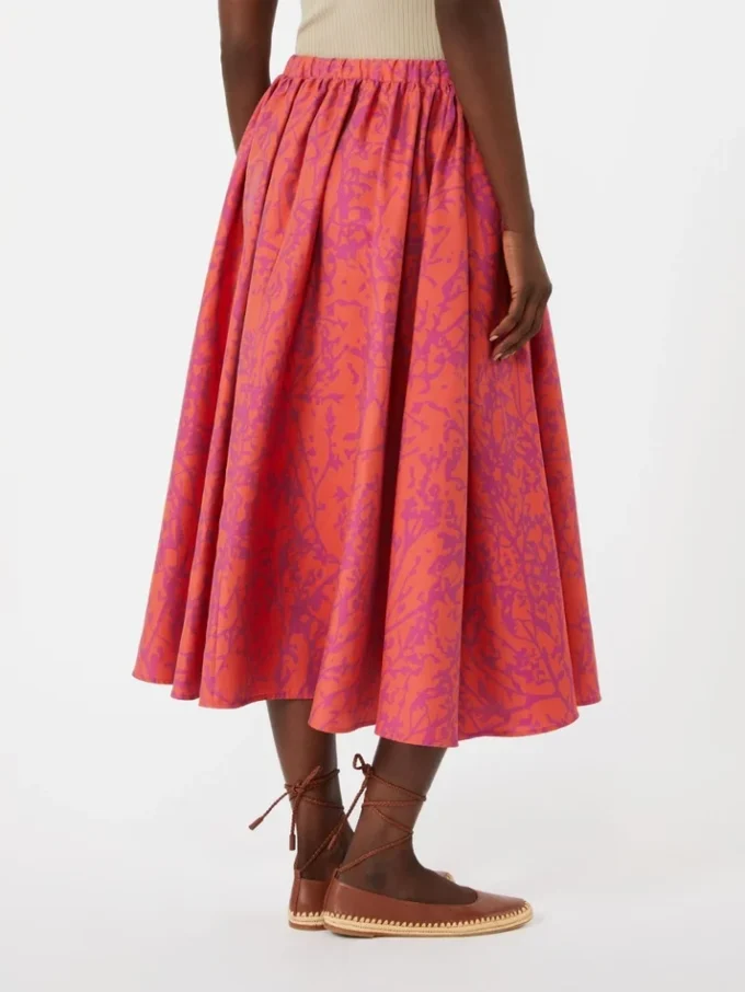 Saia midi em jacquard de algodão e seda, cor de coral Saia midi em jacquard de algodão e seda, cor de coral