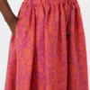 Saia midi em jacquard de algodão e seda, cor de coral Saia midi em jacquard de algodão e seda, cor de coral