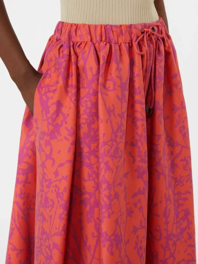 Saia midi em jacquard de algodão e seda, cor de coral Saia midi em jacquard de algodão e seda, cor de coral