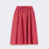 Saia midi em jacquard de algodão e seda, cor de coral Saia midi em jacquard de algodão e seda, cor de coral