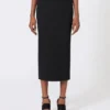 Saia midi em jersey de crepe compacto, preta Saia midi em jersey de crepe compacto, preta
