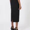 Saia midi em jersey de crepe compacto, preta Saia midi em jersey de crepe compacto, preta
