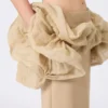 Saia midi em jersey de viscose com folhos, cor camelo Saia midi em jersey de viscose com folhos, cor camelo