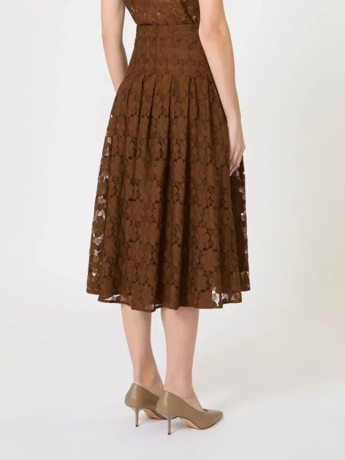 Saia midi em renda, cor chocolate