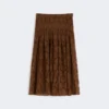 Saia midi em renda, cor chocolate