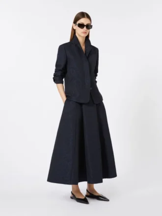Saia plissada em jacquard, azul-escuro Saia plissada em jacquard, azul-escuro