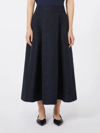 Saia plissada em jacquard, azul-escuro Saia plissada em jacquard, azul-escuro