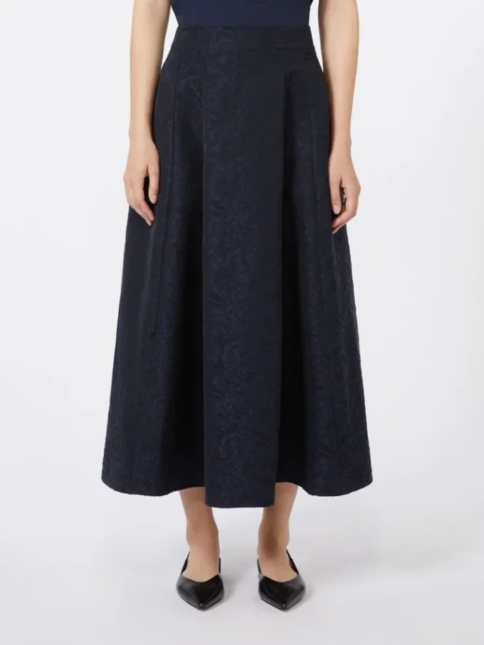 Saia plissada em jacquard, azul-escuro Saia plissada em jacquard, azul-escuro