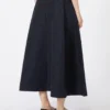Saia plissada em jacquard, azul-escuro Saia plissada em jacquard, azul-escuro