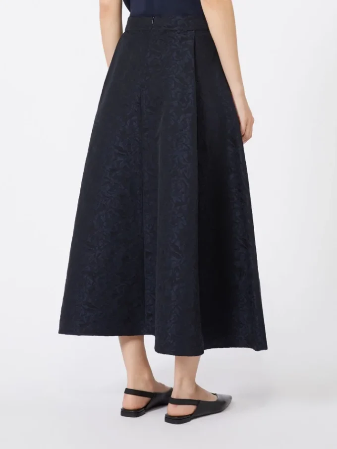 Saia plissada em jacquard, azul-escuro Saia plissada em jacquard, azul-escuro