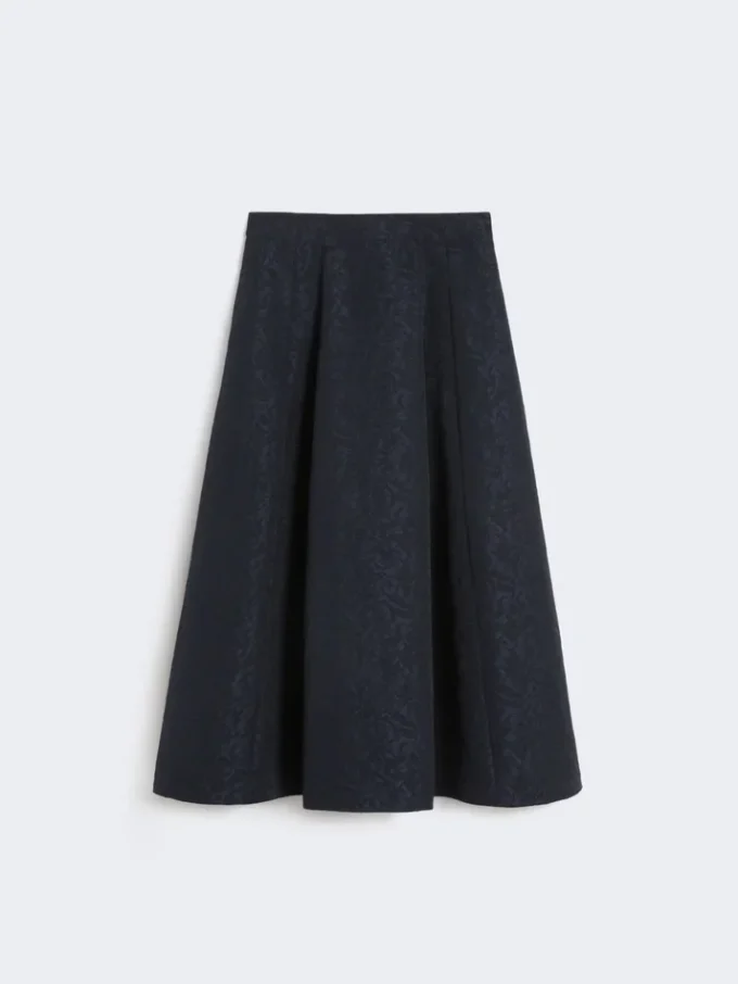 Saia plissada em jacquard, azul-escuro Saia plissada em jacquard, azul-escuro