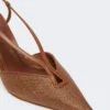 Sandalas de lona com efeito de ráfia, castanho âmbar Sandalas de lona com efeito de ráfia, castanho âmbar