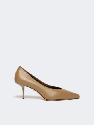 Sapatos de salto alto em pele napa, cor lama