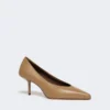 Sapatos de salto alto em pele napa, cor lama